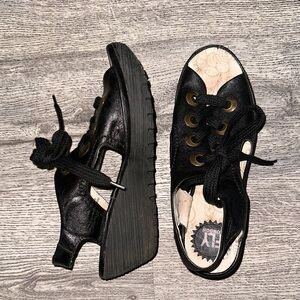 Black Kids Shoes with Cutout Design